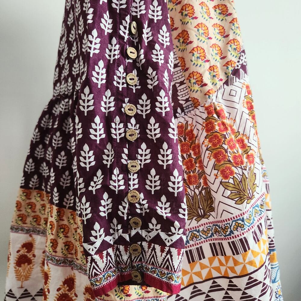 Khaadi Cotton Pom Pom Long Sleeve Flare Tunic Boho Artisan Print | Women Size 8 - Picture 9 of 12